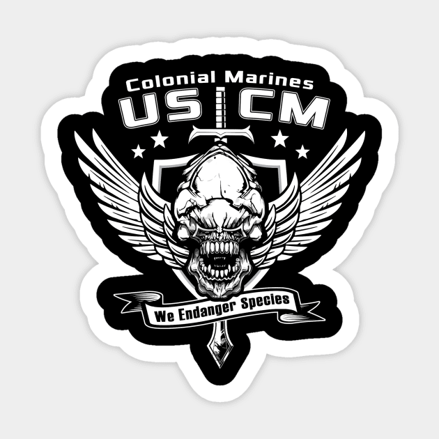 Colonial Marines Logo (Black Print) Sticker by Miskatonic Designs